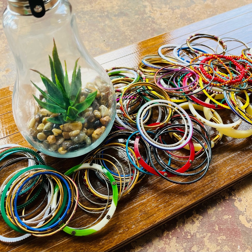 Colorful Lil Girl Bangle Bracelet Set, 146 Pieces